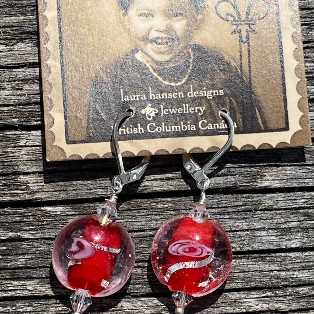Lampwork Glass & Swarovski Crystal Earrings